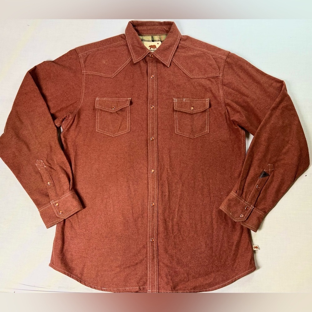 Dakota Grizzly Western Pearl Snap Shacket Mens XL Rust Orange - Picture 2 of 12